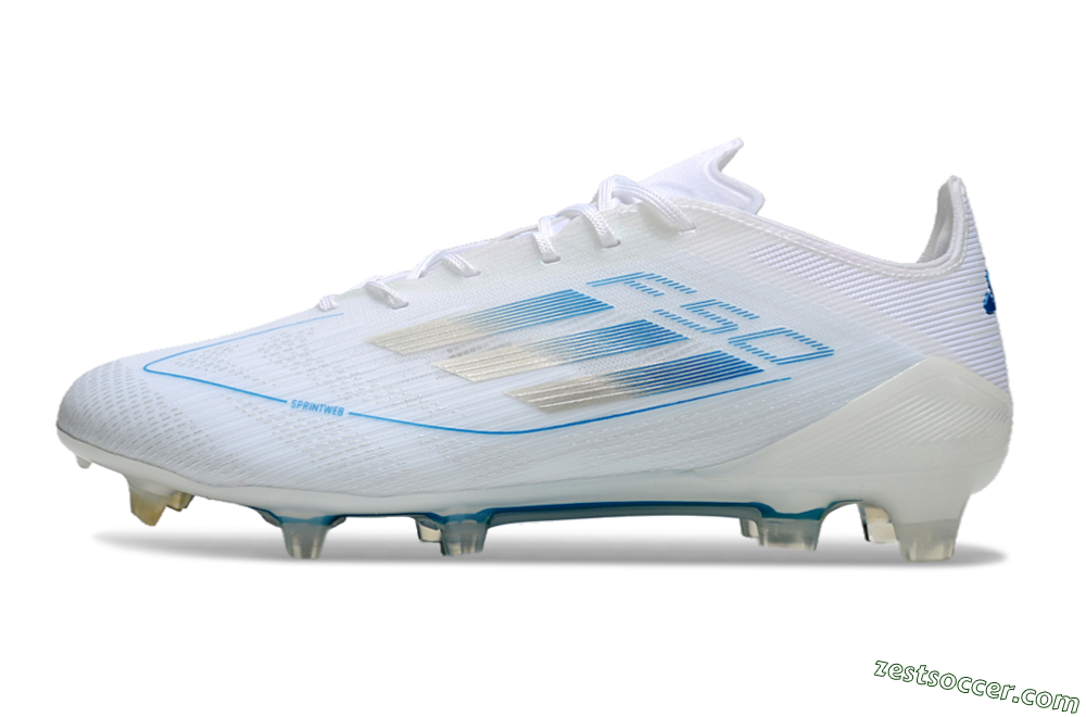 Adidas F50 Elite FG Low-Tops Soccer Cleats - White/Silver/Blue 2