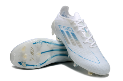 Adidas F50 Elite FG Low-Tops Soccer Cleats - White/Silver/Blue