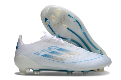Adidas F50 Elite FG Low-Tops Soccer Cleats - White/Silver/Blue