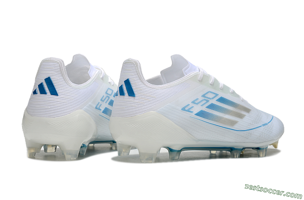 Adidas F50 Elite FG Low-Tops Soccer Cleats - White/Silver/Blue 6