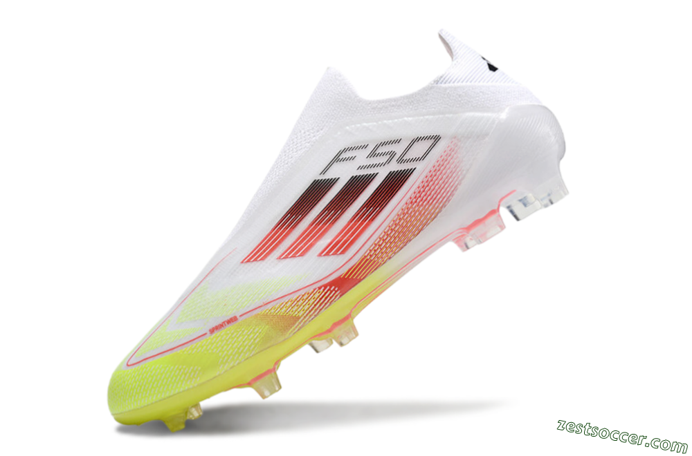 Adidas F50 Elite Laceless FG Low-Tops Soccer Cleats - White/Yellow/Red 5