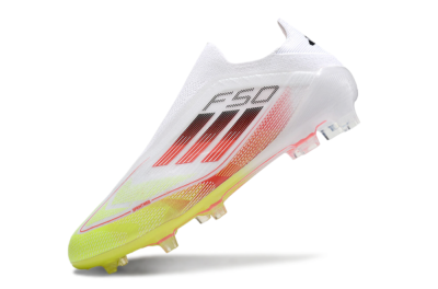 Adidas F50 Elite Laceless FG Low-Tops Soccer Cleats - White/Yellow/Red