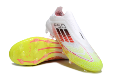 Adidas F50 Elite Laceless FG Low-Tops Soccer Cleats - White/Yellow/Red