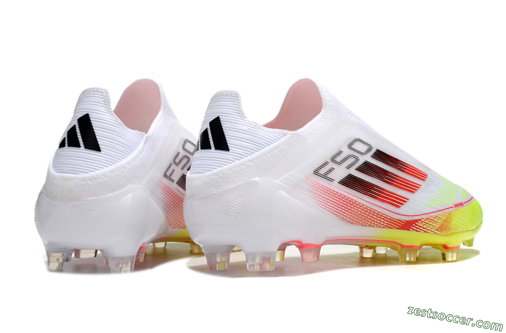 Adidas F50 Elite Laceless FG Low-Tops Soccer Cleats - White/Yellow/Red 6