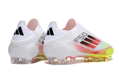 Adidas F50 Elite Laceless FG Low-Tops Soccer Cleats - White/Yellow/Red
