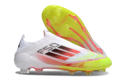 Adidas F50 Elite Laceless FG Low-Tops Soccer Cleats - White/Yellow/Red