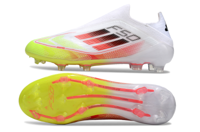 Adidas F50 Elite Laceless FG Low-Tops Soccer Cleats - White/Yellow/Red