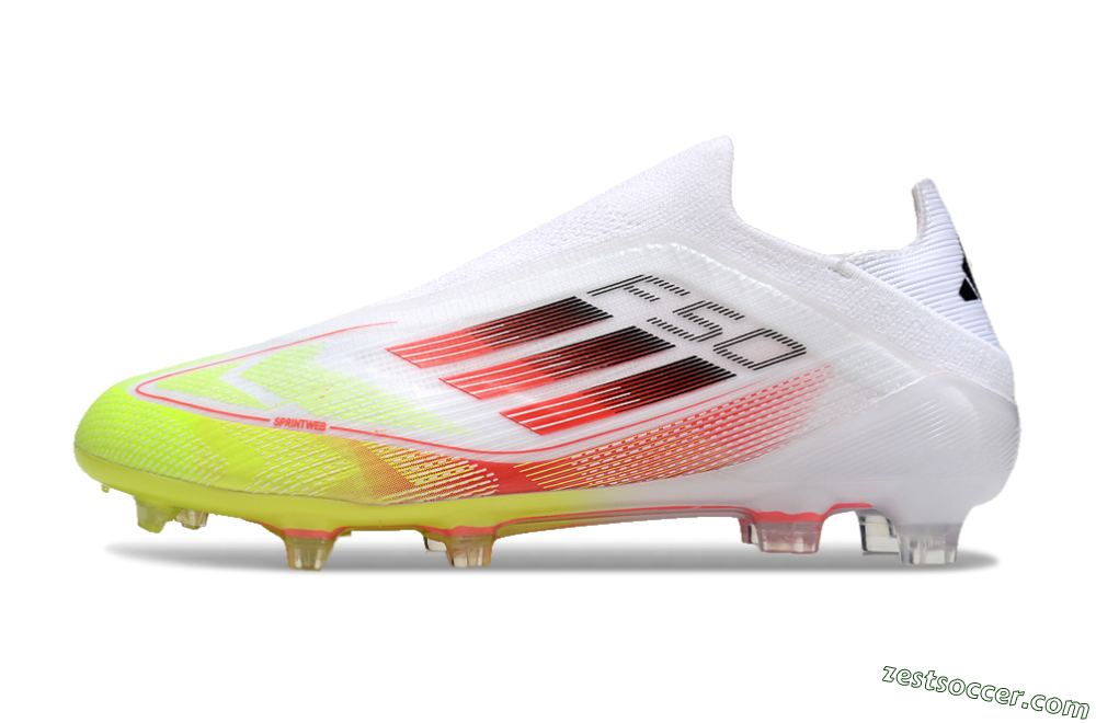 Adidas F50 Elite Laceless FG Low-Tops Soccer Cleats - White/Yellow/Red 2