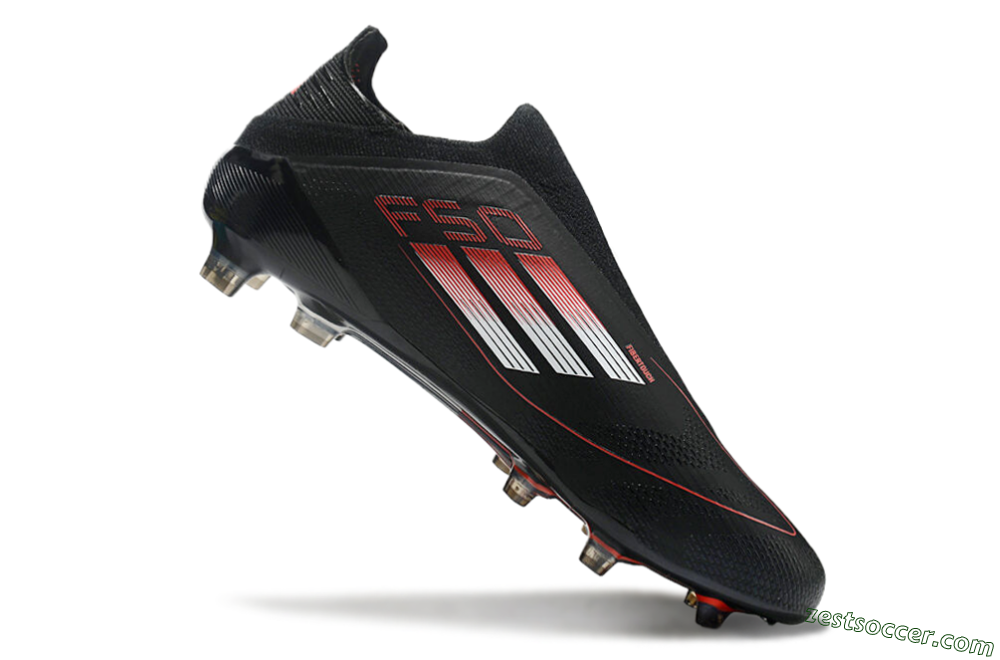 Adidas F50 Elite Laceless FG Low-Tops Soccer Cleats - Black/White/Red 4