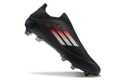 Adidas F50 Elite Laceless FG Low-Tops Soccer Cleats - Black/White/Red