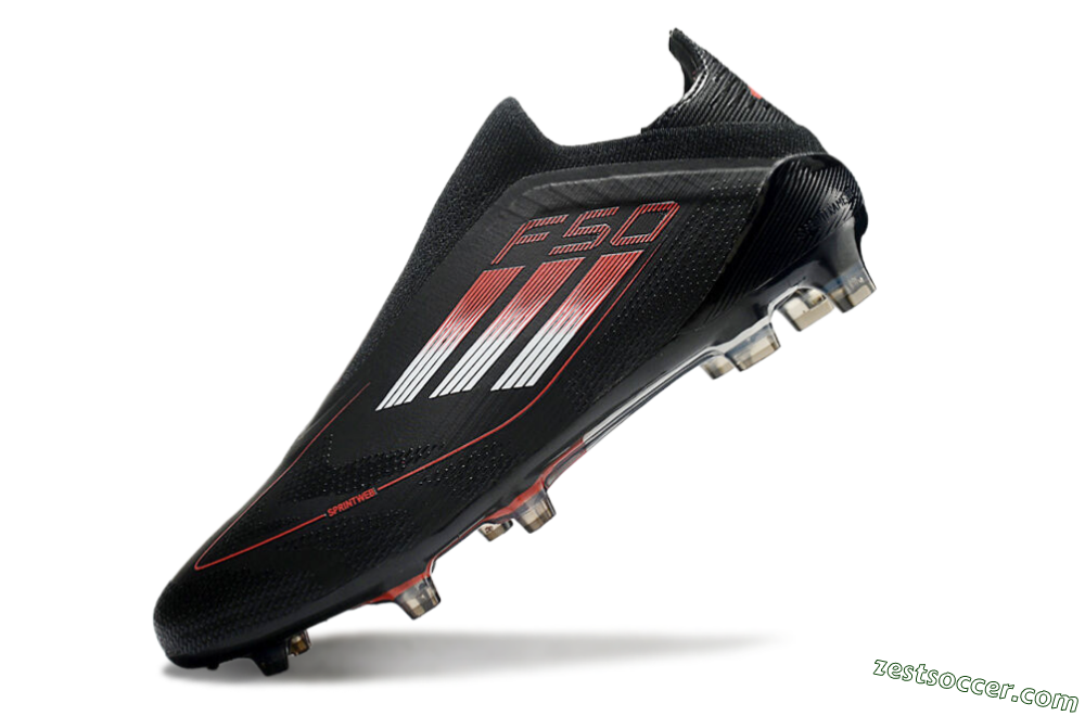 Adidas F50 Elite Laceless FG Low-Tops Soccer Cleats - Black/White/Red 5