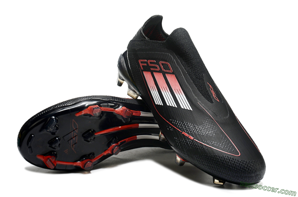 Adidas F50 Elite Laceless FG Low-Tops Soccer Cleats - Black/White/Red 3