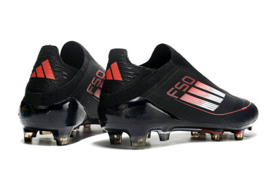 Adidas F50 Elite Laceless FG Low-Tops Soccer Cleats - Black/White/Red