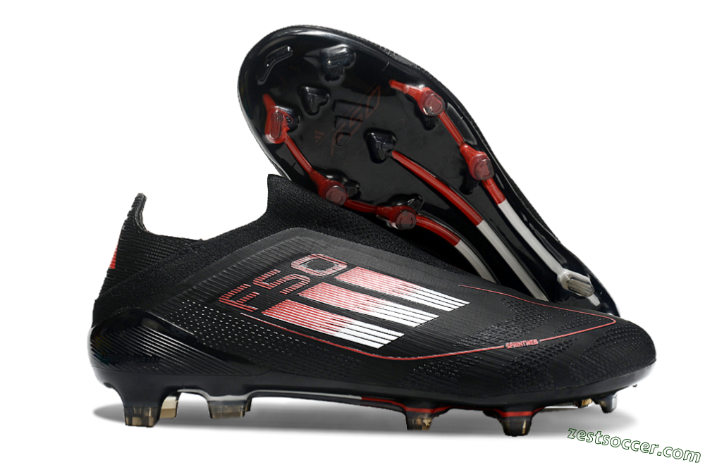 Adidas F50 Elite Laceless FG Low-Tops Soccer Cleats - Black/White/Red 0