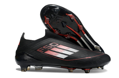 Adidas F50 Elite Laceless FG Low-Tops Soccer Cleats - Black/White/Red