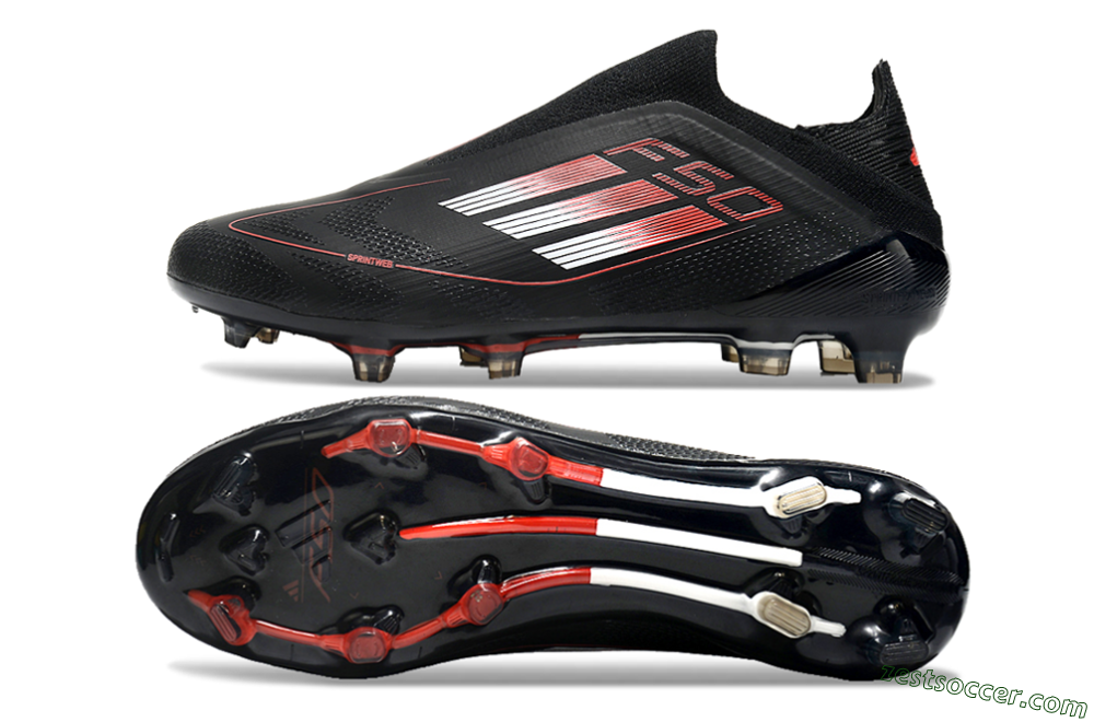 Adidas F50 Elite Laceless FG Low-Tops Soccer Cleats - Black/White/Red 1