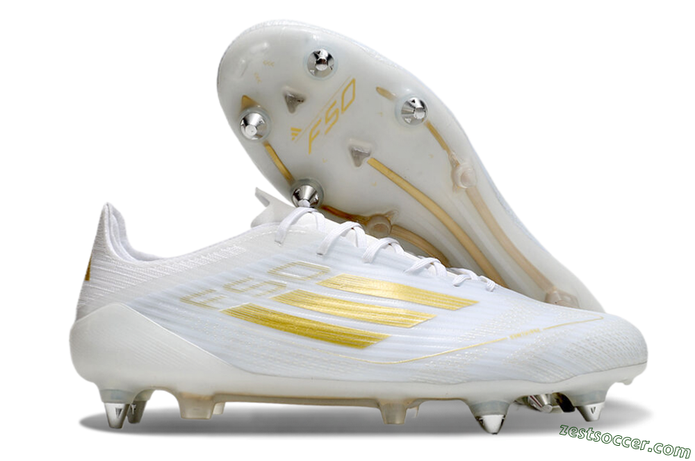 Adidas F50 Elite SG Low-Tops Soccer Cleats - White/Gold/Silver 0
