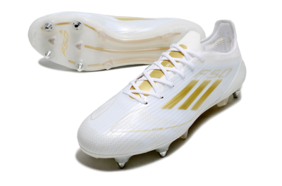 Adidas F50 Elite SG Low-Tops Soccer Cleats - White/Gold/Silver