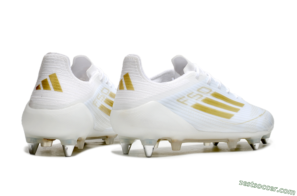 Adidas F50 Elite SG Low-Tops Soccer Cleats - White/Gold/Silver 6