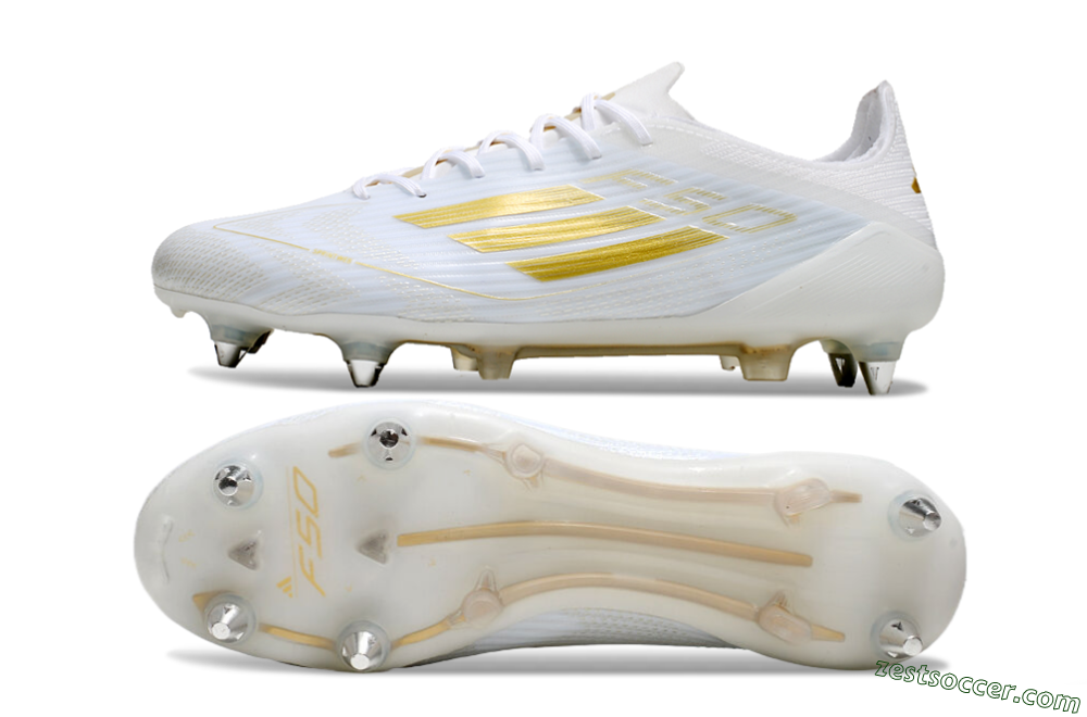 Adidas F50 Elite SG Low-Tops Soccer Cleats - White/Gold/Silver 1