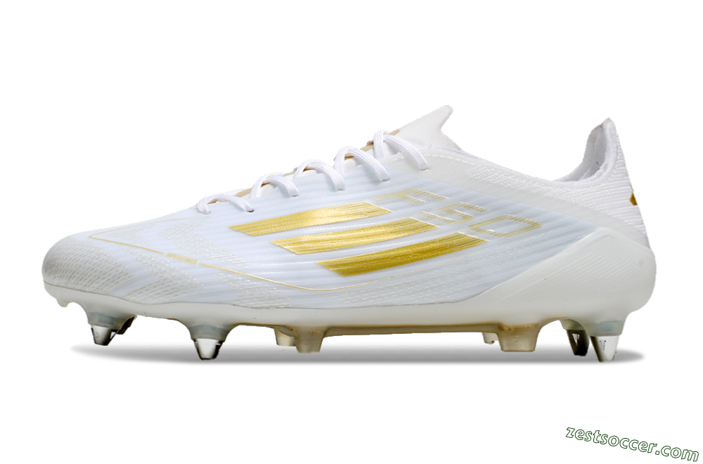 Adidas F50 Elite SG Low-Tops Soccer Cleats - White/Gold/Silver 2