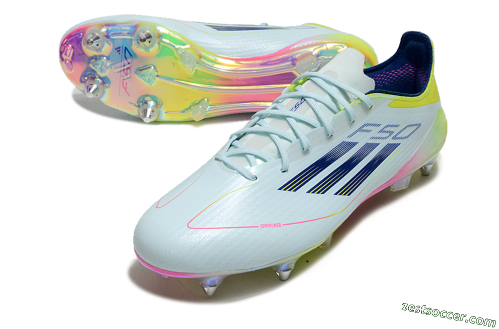 Adidas F50 Elite SG Low-Tops Soccer Cleats - Jade/Yellow/Pink/Gold 3