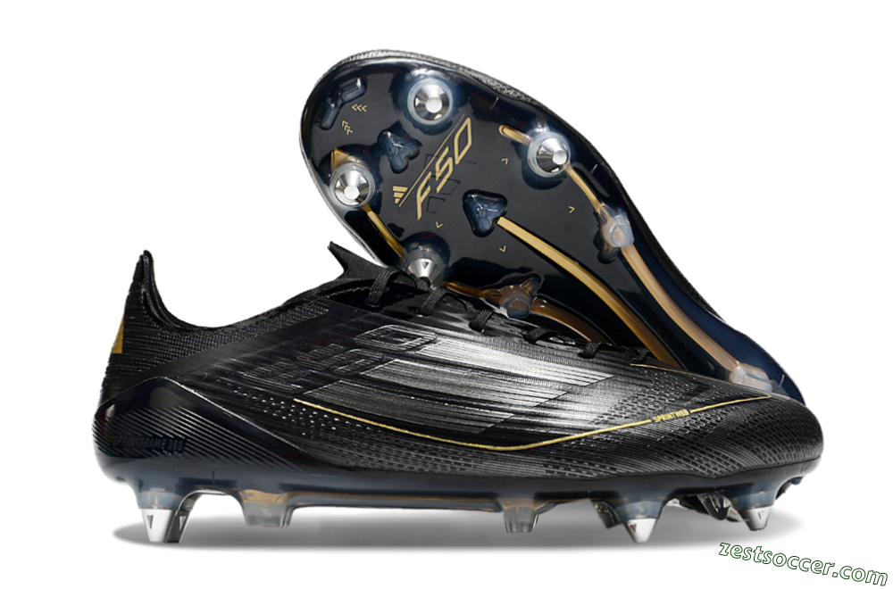 Adidas F50 Elite SG Low-Tops Soccer Cleats - Black/Gold/Silver 0
