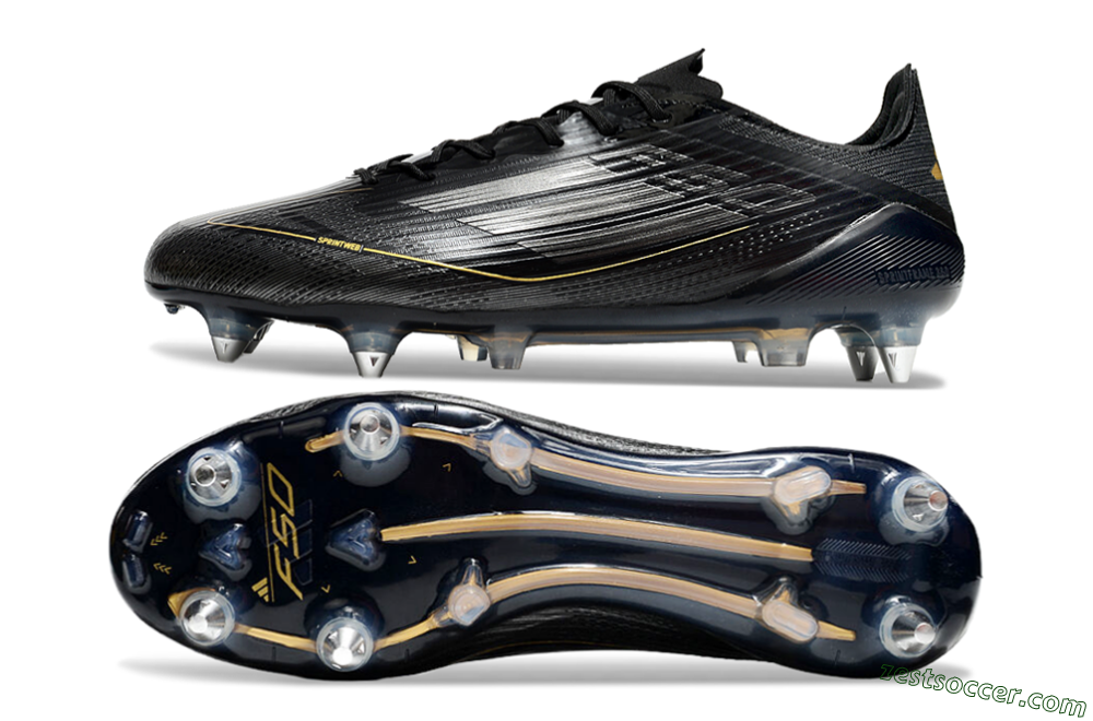 Adidas F50 Elite SG Low-Tops Soccer Cleats - Black/Gold/Silver 1