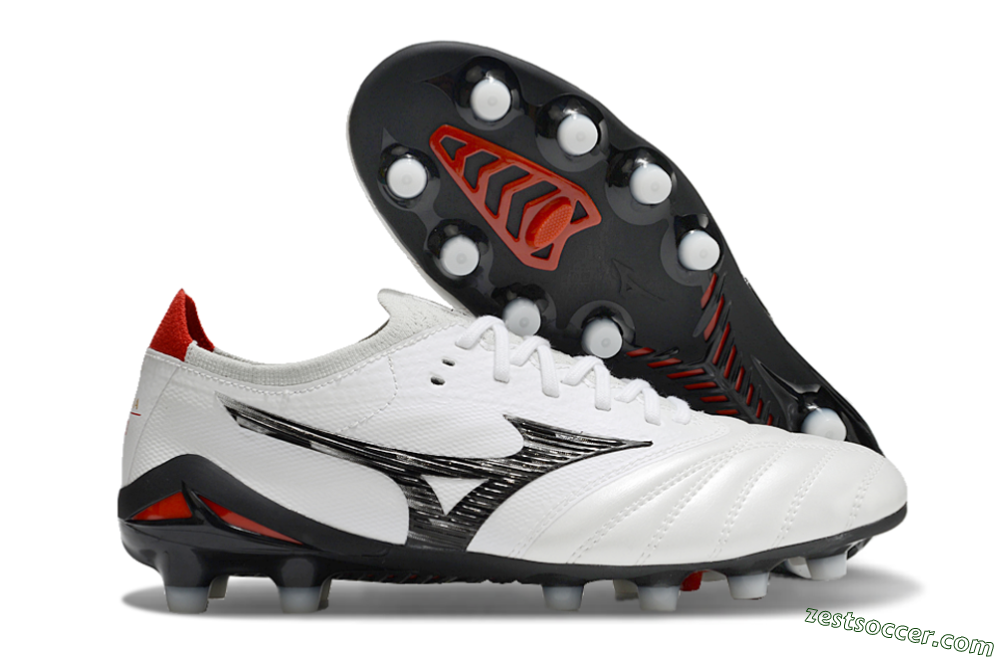 Mizuno Morelia Neo 4 FG Low-Tops Soccer Cleats - White/Black/Red 0