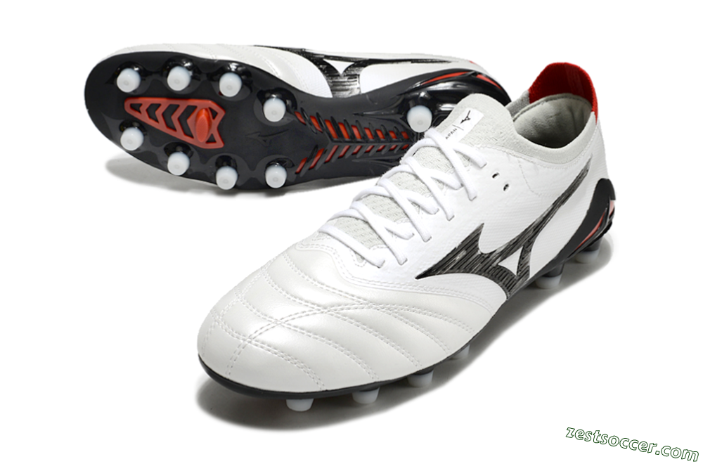 Mizuno Morelia Neo 4 FG Low-Tops Soccer Cleats - White/Black/Red 3