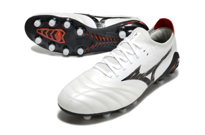 Mizuno Morelia Neo 4 FG Low-Tops Soccer Cleats - White/Black/Red