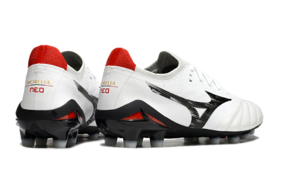 Mizuno Morelia Neo 4 FG Low-Tops Soccer Cleats - White/Black/Red
