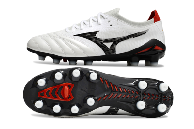 Mizuno Morelia Neo 4 FG Low-Tops Soccer Cleats - White/Black/Red