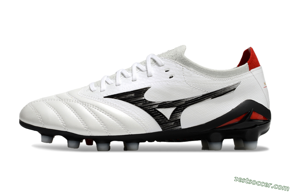 Mizuno Morelia Neo 4 FG Low-Tops Soccer Cleats - White/Black/Red 2