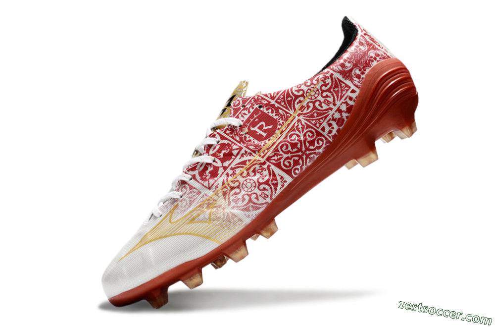 Mizuno Morelia Neo FG Low-Tops Soccer Cleats - White/Red/Gold 5