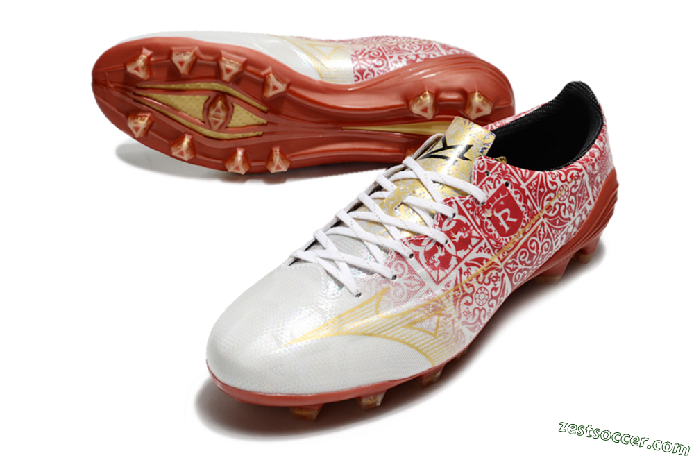 Mizuno Morelia Neo FG Low-Tops Soccer Cleats - White/Red/Gold 3