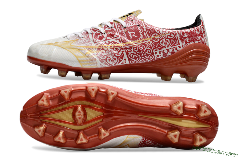 Mizuno Morelia Neo FG Low-Tops Soccer Cleats - White/Red/Gold 1