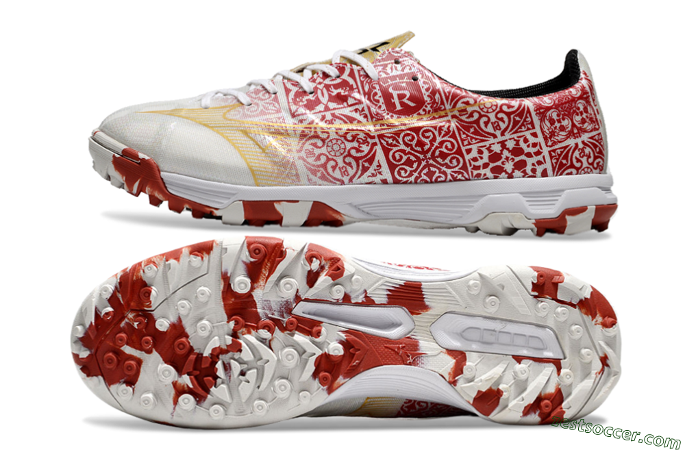 Mizuno Morelia Neo TF Low-Tops Soccer Shoes - White/Red/Gold 1