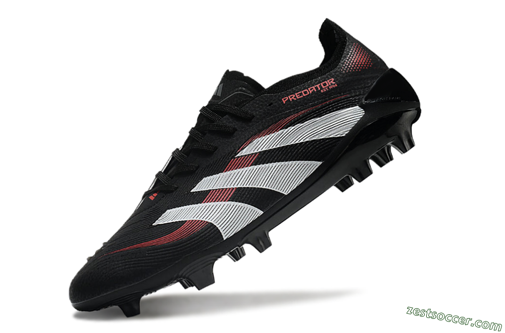 Adidas Predator Elite 2025 Stealth Victory FG Low-Tops Soccer Cleats - Black/White/Red 5
