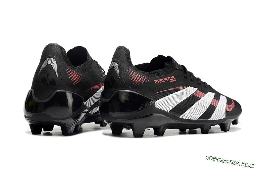 Adidas Predator Elite 2025 Stealth Victory FG Low-Tops Soccer Cleats - Black/White/Red 6