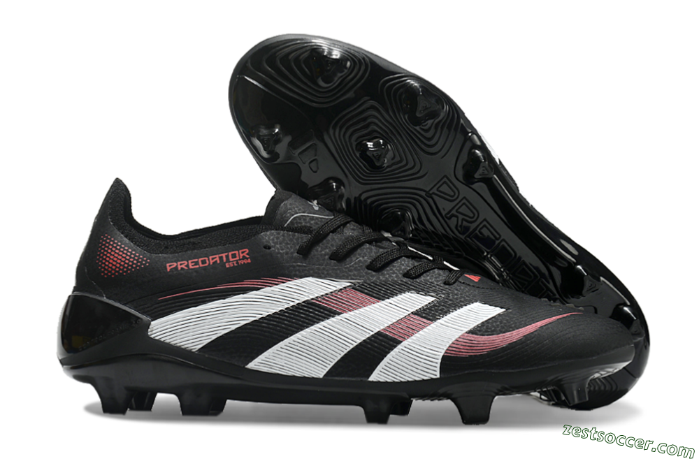 Adidas Predator Elite 2025 Stealth Victory FG Low-Tops Soccer Cleats - Black/White/Red 0