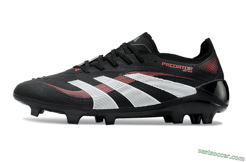 Adidas Predator Elite 2025 Stealth Victory FG Low-Tops Soccer Cleats - Black/White/Red 2