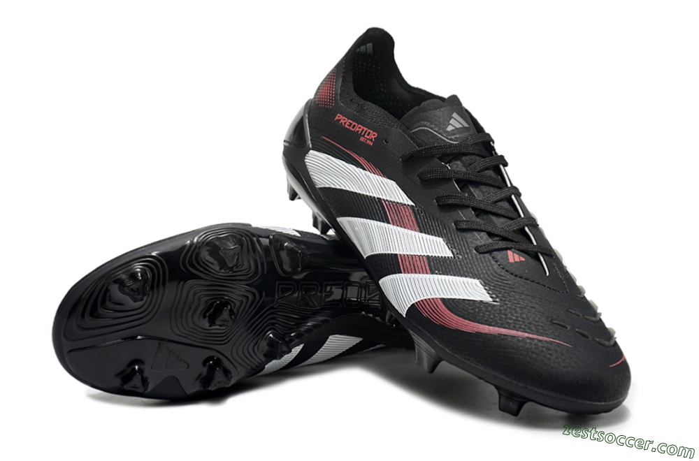 Adidas Predator Elite 2025 Stealth Victory FG Low-Tops Soccer Cleats - Black/White/Red 3