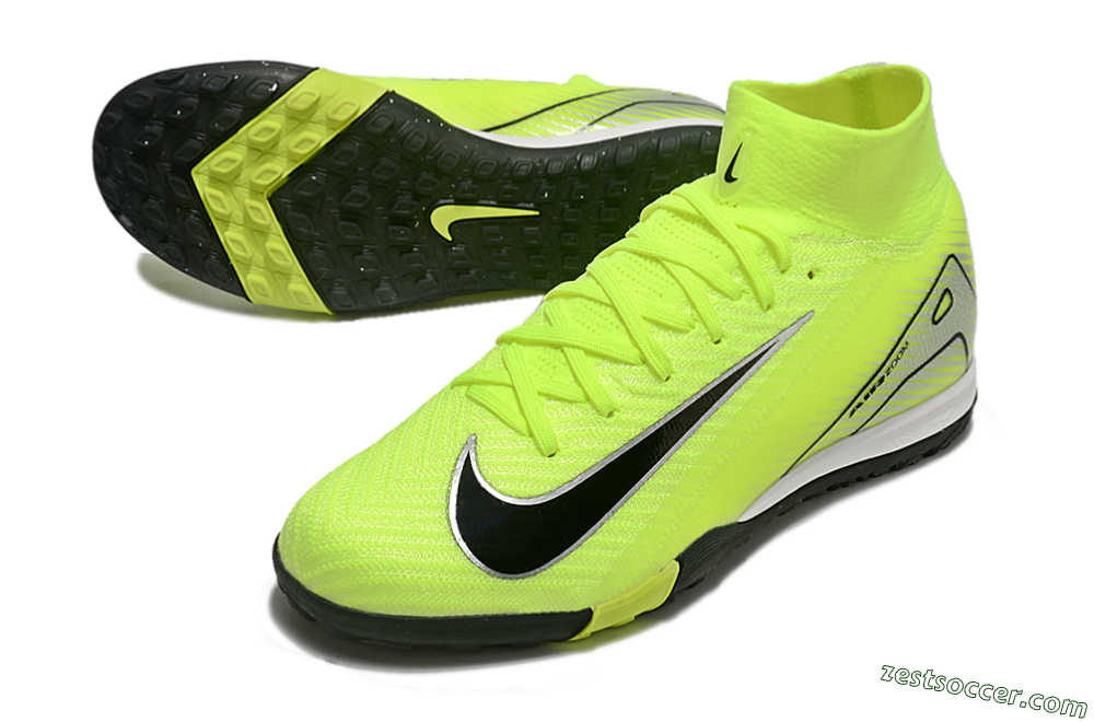 Nike Air Zoom Mercurial Superfly 10 Elite TF High-Tops Soccer Shoes - Yellow/Black/Silver 3