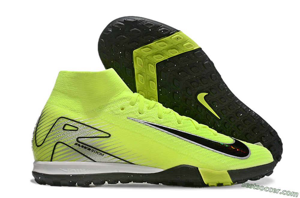 Nike Air Zoom Mercurial Superfly 10 Elite TF High-Tops Soccer Shoes - Yellow/Black/Silver 0