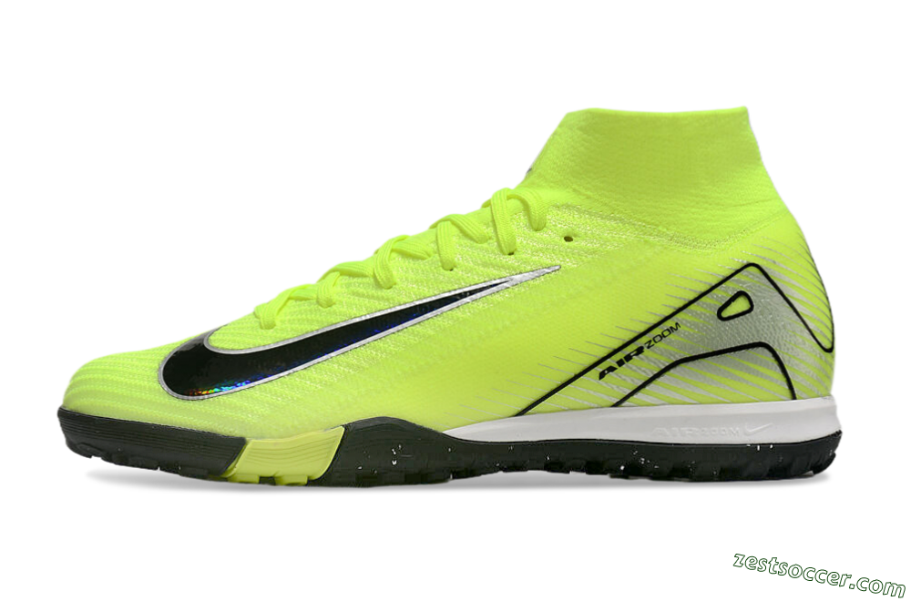Nike Air Zoom Mercurial Superfly 10 Elite TF High-Tops Soccer Shoes - Yellow/Black/Silver 2