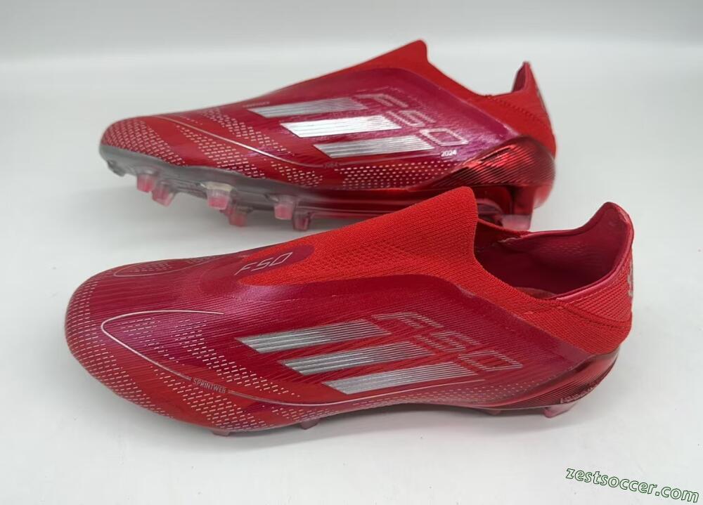 Adidas F50 Elite Laceless FG Low-Tops Soccer Cleats - Red/Silver