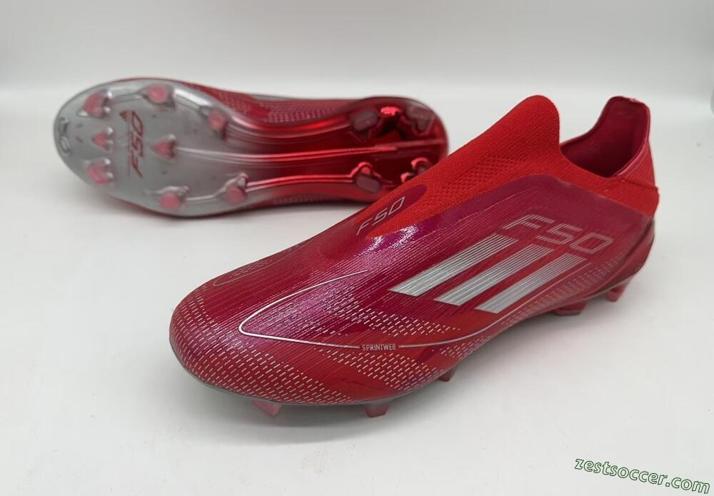 Adidas F50 Elite Laceless FG Low-Tops Soccer Cleats - Red/Silver
