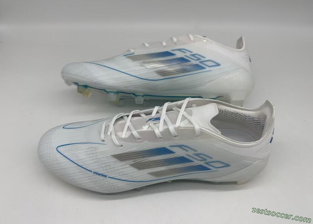 Adidas F50 Elite FG Low-Tops Soccer Cleats - White/Silver/Blue