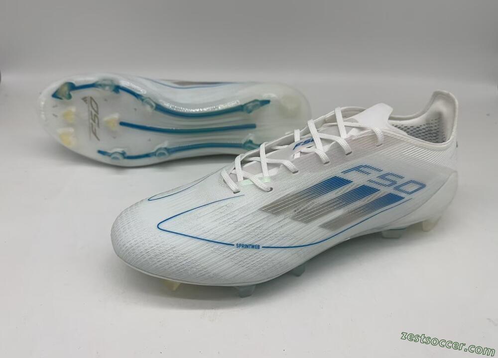 Adidas F50 Elite FG Low-Tops Soccer Cleats - White/Silver/Blue